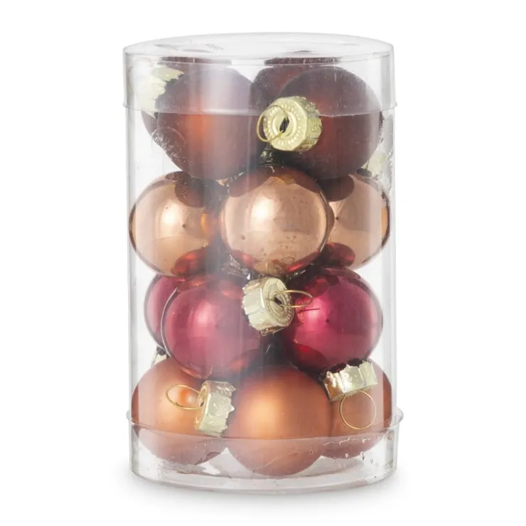 Xenos Box met kerstballen - rood - ø2.5 cm - set van 16- Kerstballen