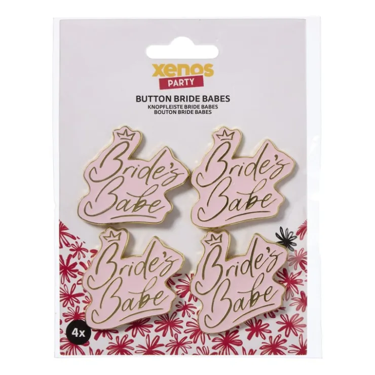 Xenos Brides babes buttons - roze - set van 4- Bruiloft