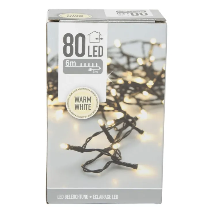 Xenos Buitenverlichting 80 LED - warm wit - 6 meter- Kerstverlichting