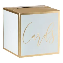 Xenos Cadeaubox voor kaarten - wit/goud - 23x23x23 cm- Verjaardagen|Bruiloft