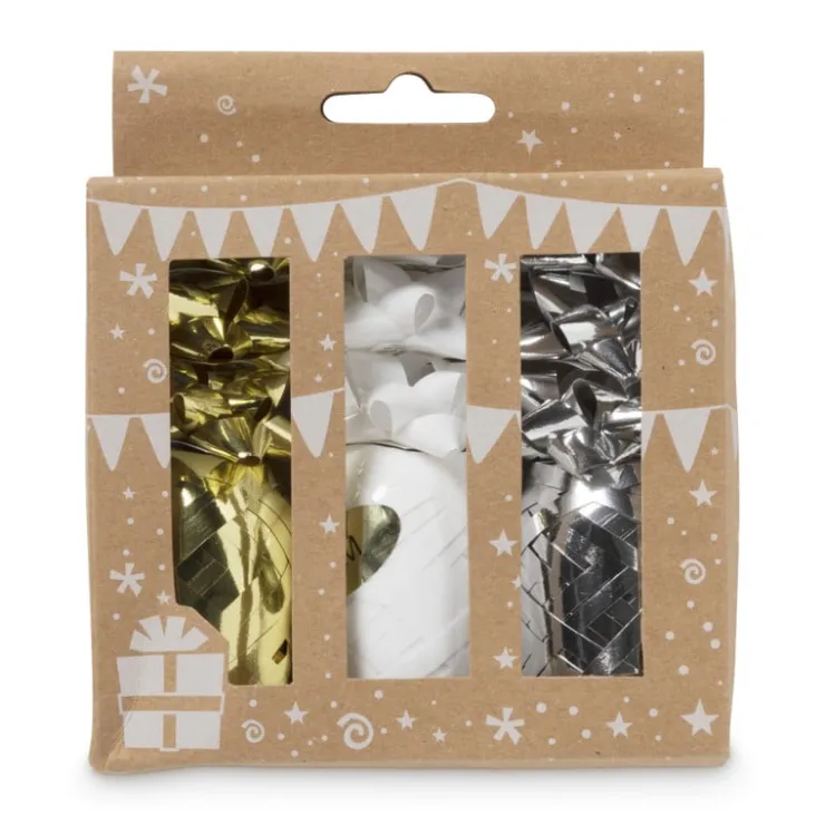 Xenos Cadeaulinten en strikken mix - goud/zilver/wit - set van 12- Cadeaulinten|Kerst Inpakken