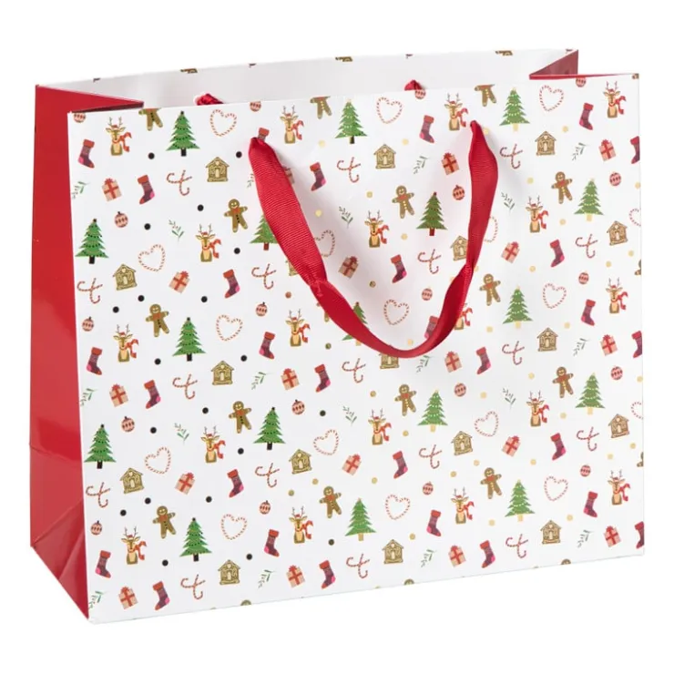 Xenos Cadeautas holly jolly maat L - diverse varianten- Kerst Inpakken