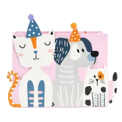 Xenos Cadeautasje cats & dogs - roze - 18x21 cm- Cadeautasjes