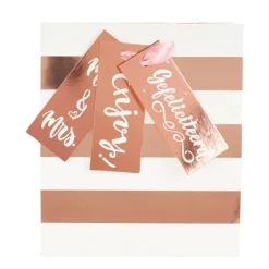 Xenos Cadeautasje roségoud - stripes - 18x21 cm- Cadeautasjes