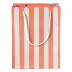 Xenos Cadeautasje streep - rood/beige - 22.9x17.5x10 cm- Cadeautasjes