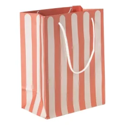 Xenos Cadeautasje streep - rood/beige - 22.9x17.5x10 cm- Cadeautasjes