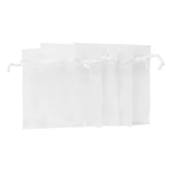 Xenos Cadeauzakjes organza - wit - 5 stuks- Knutselspullen|Cadeauzakjes
