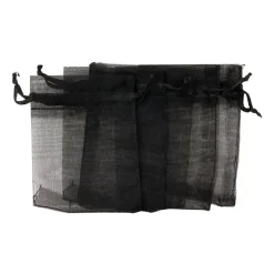 Xenos Cadeauzakjes organza - zwart - 5 stuks- Knutselspullen|Cadeauzakjes