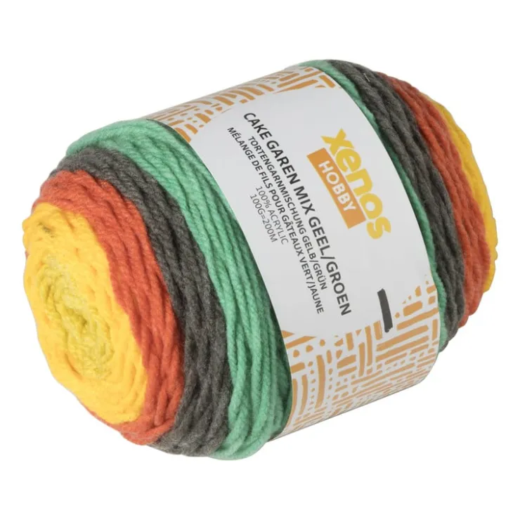 Xenos Cake garen mix - geel/groen - 100 gram - 200 meter- Garen