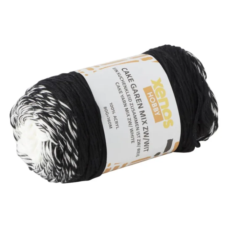 Xenos Cake garen mix - zwart/wit - 80 gram - 160 meter- Garen