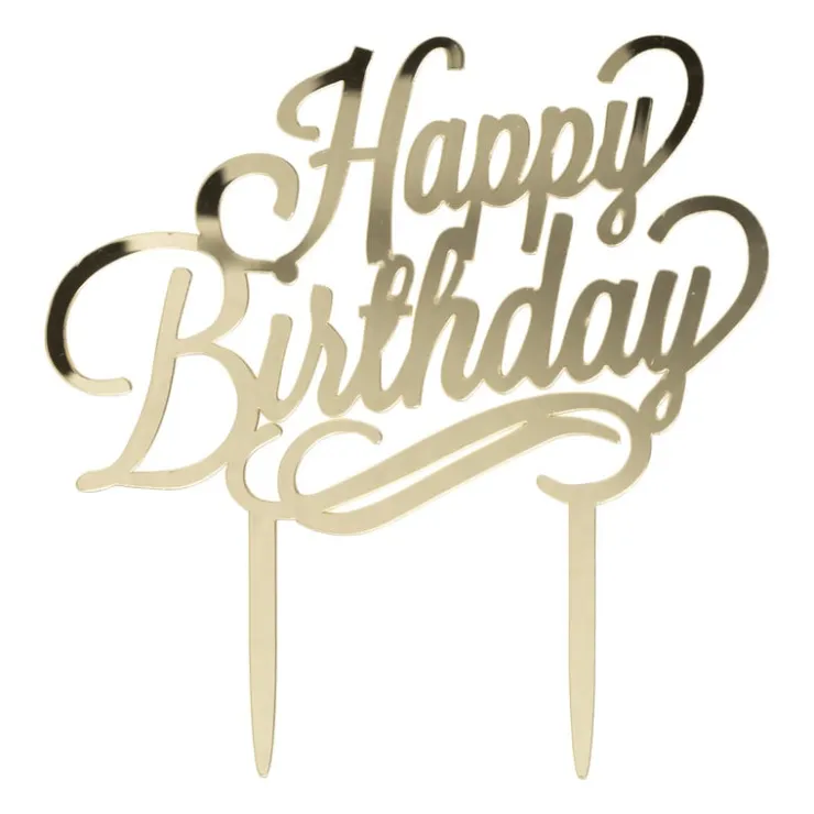 Xenos Cake topper Happy Birthday - goud- Cake Toppers