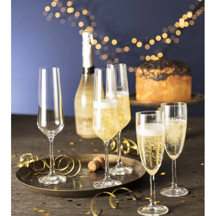 Xenos Champagne glazen kristal - 200 ml - set van 4- Glazensets|Champagneglazen