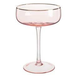 Xenos Champagnecoupe gouden rand - roze - 220 ml- Ijs|Champagneglazen