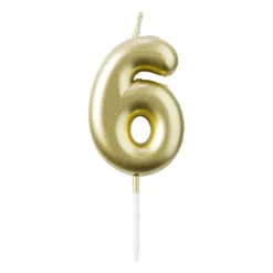 Xenos Cijferkaars 6 - goud- Taartkaarsjes|Kinderfeestjes
