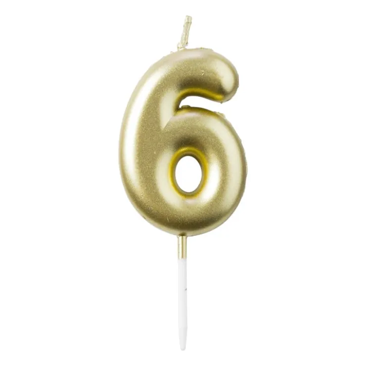 Xenos Cijferkaars 6 - goud- Taartkaarsjes|Kinderfeestjes