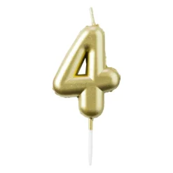 Xenos Cijferkaars 4 - goud- Taartkaarsjes|Kinderfeestjes