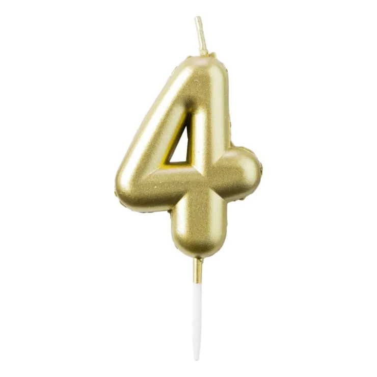 Xenos Cijferkaars 4 - goud- Taartkaarsjes|Kinderfeestjes