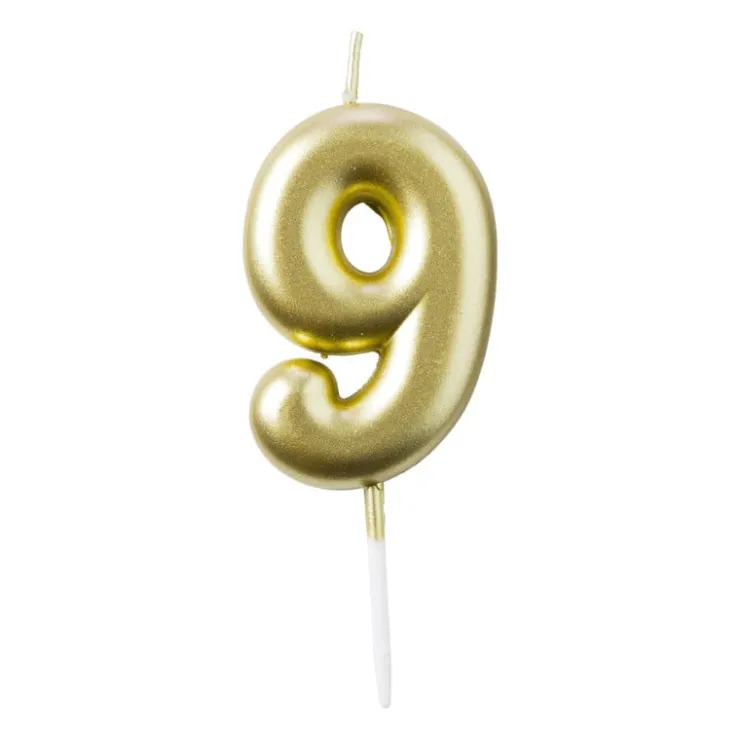Xenos Cijferkaars 9 - goud- Taartkaarsjes|Kinderfeestjes