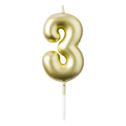 Xenos Cijferkaars 3 - goud- Taartkaarsjes|Kinderfeestjes