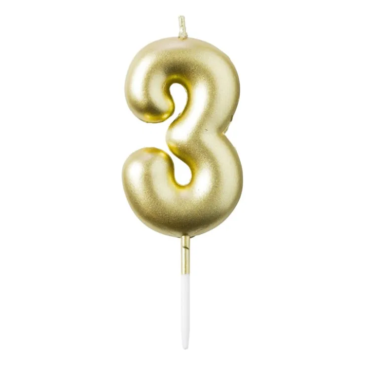 Xenos Cijferkaars 3 - goud- Taartkaarsjes|Kinderfeestjes