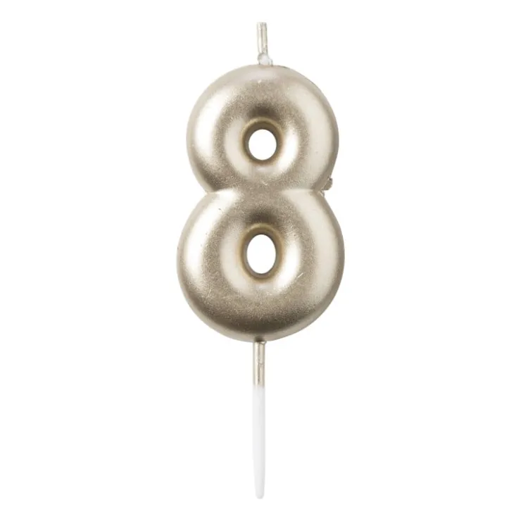 Xenos Cijferkaars 8 - goud- Taartkaarsjes