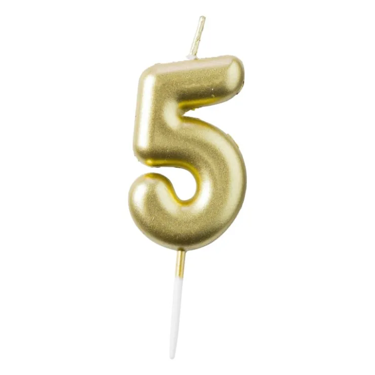 Xenos Cijferkaars 5 - goud- Taartkaarsjes|Kinderfeestjes