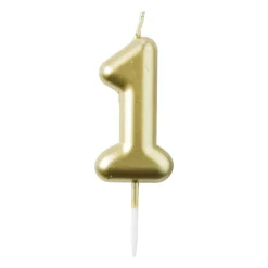 Xenos Cijferkaars 1 - goud- Taartkaarsjes|Kinderfeestjes