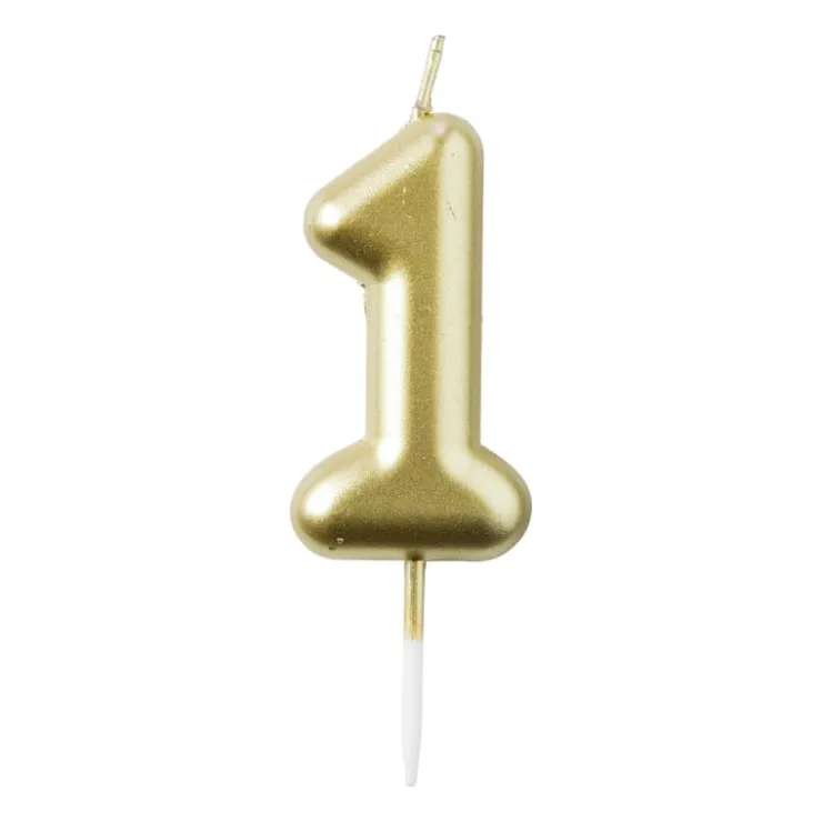 Xenos Cijferkaars 1 - goud- Taartkaarsjes|Kinderfeestjes