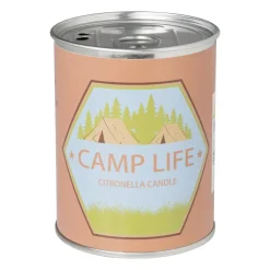 Xenos Citronella kaars camping life - rond blik - ø7.5x9.5 cm- Citronella Kaars|Citronella Kaars