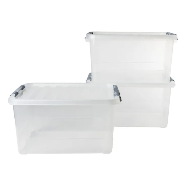 Xenos Clipbox 25 liter - 31x42x23 cm - set van 3- Opbergboxen
