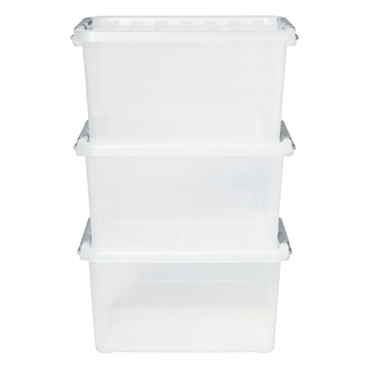 Xenos Clipbox 25 liter - 31x42x23 cm - set van 3- Opbergboxen