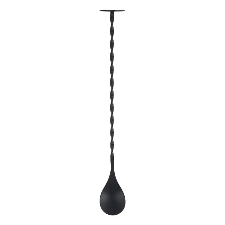 Xenos Cocktail lepel - zwart - 3,2x27,5 cm- Keukengerei|Lepels