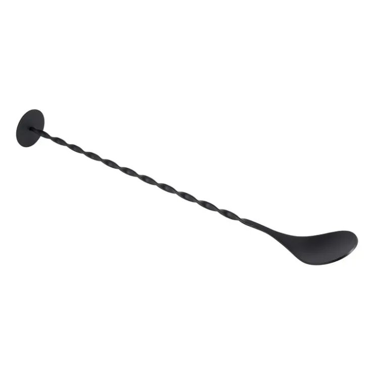 Xenos Cocktail lepel - zwart - 3,2x27,5 cm- Keukengerei|Lepels