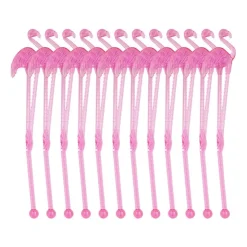 Xenos Cocktail roerstaafjes - flamingo - set van 12- Wegwerpservies|Buitenservies