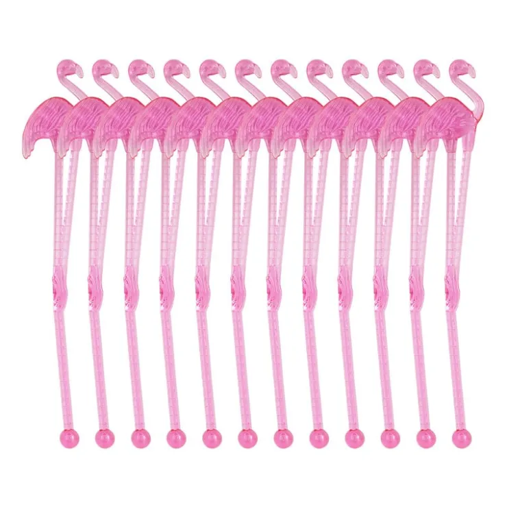 Xenos Cocktail roerstaafjes - flamingo - set van 12- Wegwerpservies|Buitenservies