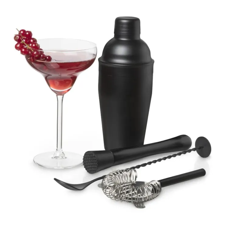 Xenos Cocktailshaker - zwart - 8,5x21 cm- Keukengerei|Cocktailshakers