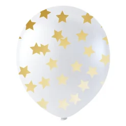 Xenos Confettiballon goudkleurige sterren - 6 stuks- Ballonnen