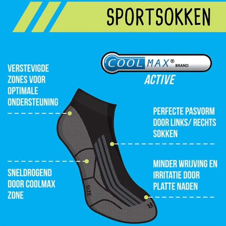 Xenos Coolmax enkelsokken - 35/38 - zwart/grijs - 2 paar- Sportsokken