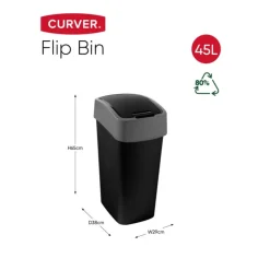 Curver flip bin prullenbak - grijs - 45 liter- Pedaalemmers|Prullenbakken