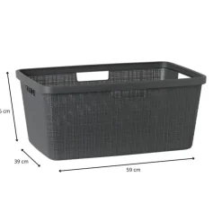 Curver jute wasmand - 46 liter - grijs- Wasmanden