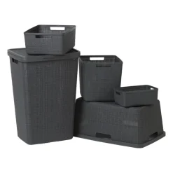 Curver jute wasmand - 46 liter - grijs- Wasmanden