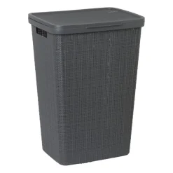 Curver jute wasmand met deksel - 58 liter - grijs- Wasmanden