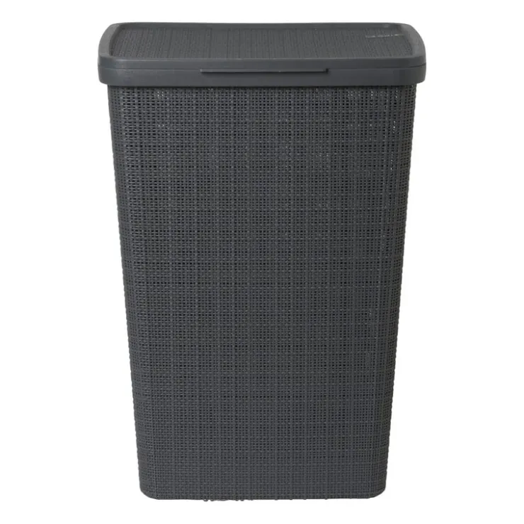 Curver jute wasmand met deksel - 58 liter - grijs- Wasmanden