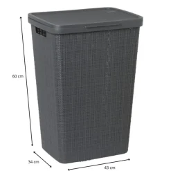 Curver jute wasmand met deksel - 58 liter - grijs- Wasmanden