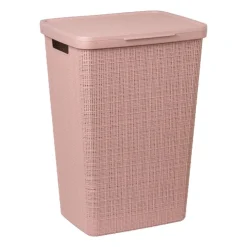 Curver jute wasmand met deksel - 58 liter - roze- Wasmanden