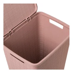 Curver jute wasmand met deksel - 58 liter - roze- Wasmanden