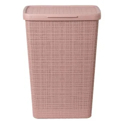 Curver jute wasmand met deksel - 58 liter - roze- Wasmanden