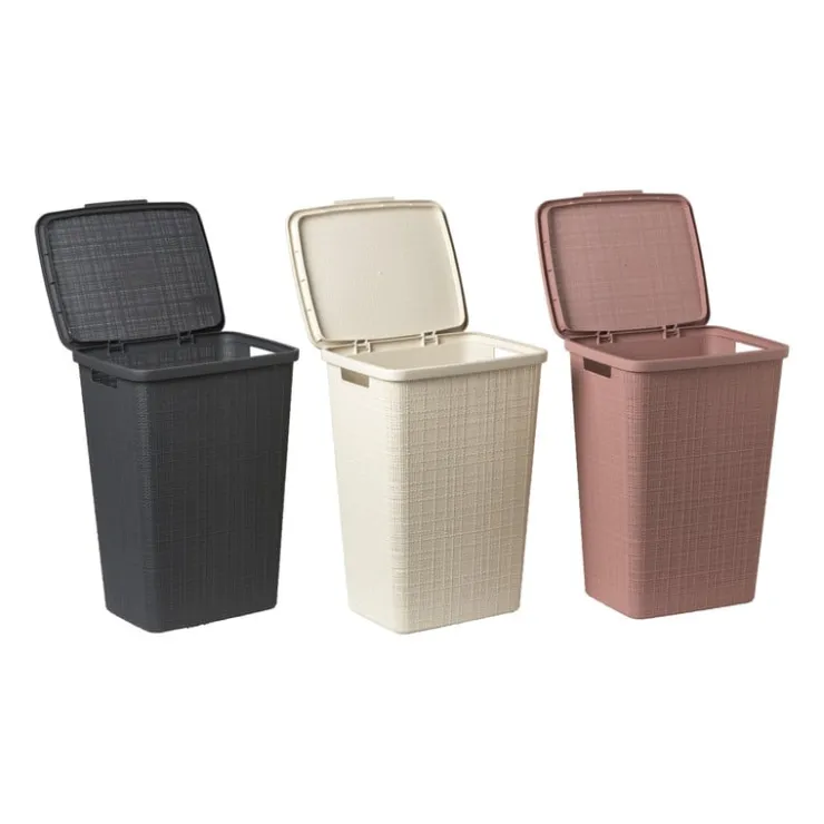 Curver jute wasmand met deksel - 58 liter - roze- Wasmanden