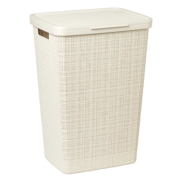 Curver jute wasmand met deksel - 58 liter - beige- Wasmanden
