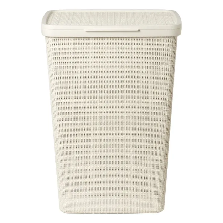 Curver jute wasmand met deksel - 58 liter - beige- Wasmanden